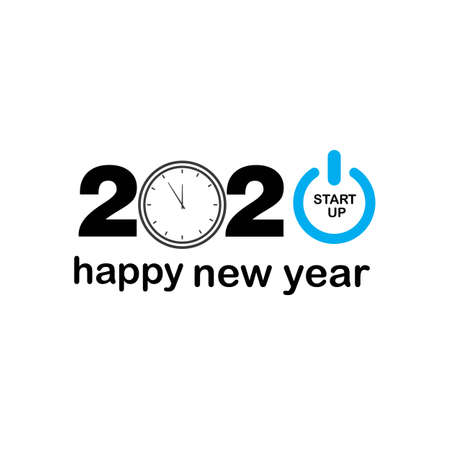 Happy New Year 2020 logo text design vector illustration - vectorのイラスト素材