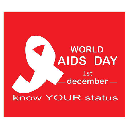 Red ribbon AIDS, HIV icon illustration,word AIDS day,AIDS awareness vector illustration