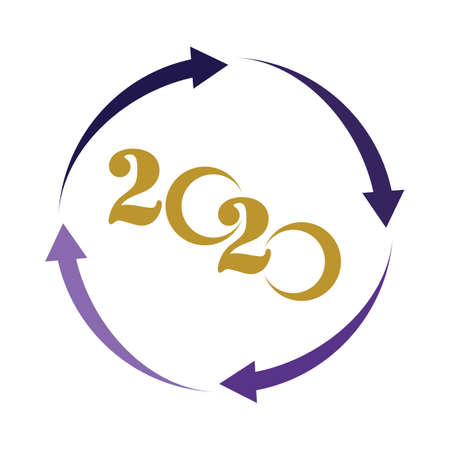 Happy New Year 2020 logo text design vector illustration - vector