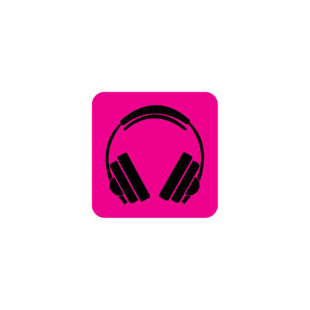 black headphones  icon Vector illustration design on background magentaのイラスト素材