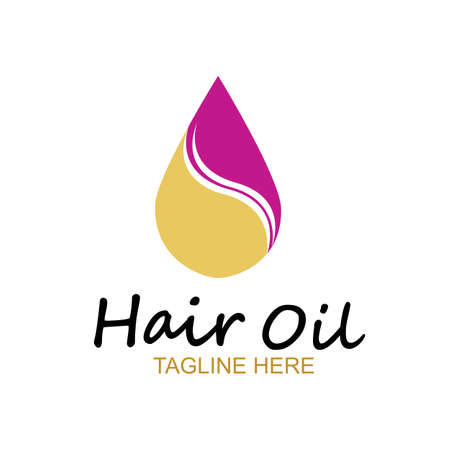 hair oil essential logo with drop oil and hair logo symbol-vectorのイラスト素材