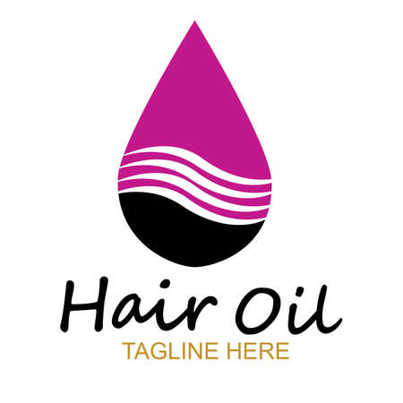hair oil essential logo with drop oil and hair logo symbol-vectorのイラスト素材