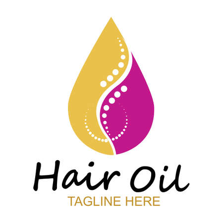 hair oil essential logo with drop oil and hair logo symbol-vectorのイラスト素材