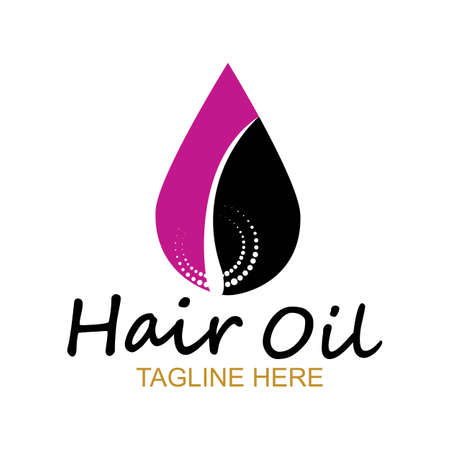 hair oil essential logo with drop oil and hair logo symbol-vectorのイラスト素材