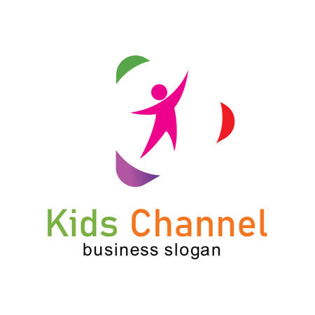 Kids channel logo icon design template. Vector illustrationのイラスト素材