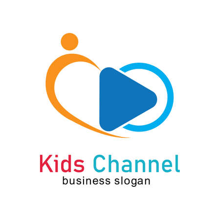Kids channel logo icon design template. Vector illustrationのイラスト素材