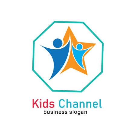 Kids channel logo icon design template. Vector illustrationのイラスト素材