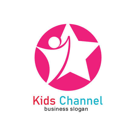 Kids channel logo icon design template. Vector illustrationのイラスト素材