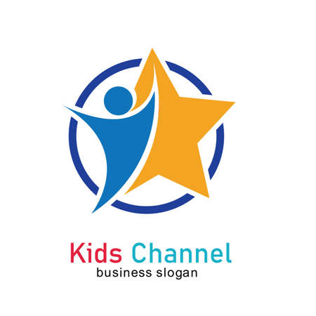 Kids channel logo icon design template. Vector illustrationのイラスト素材