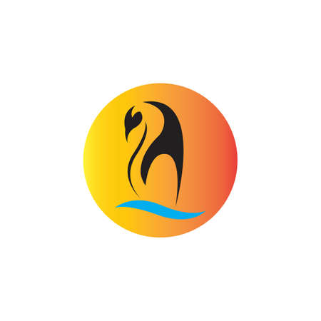 penguin bird vector logo, arctic animal symbolのイラスト素材