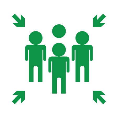 Emergency evacuation assembly point sign, gathering point signboard, vector illustration.のイラスト素材