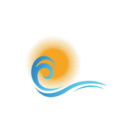 sea Water wave and sun icon vector illustration design logo - Vectorのイラスト素材