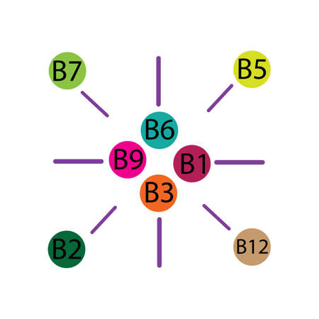 B complex vector icon illustration design templateVector image. Illustration set of vitamin groups b in coloredのイラスト素材
