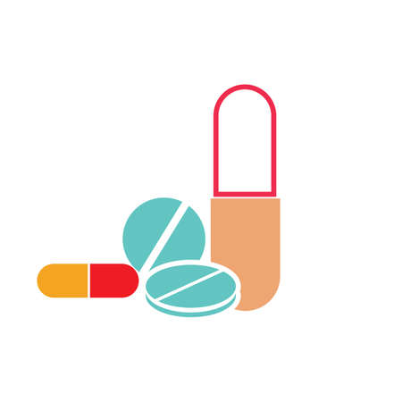 medical pills icon vector logo illustration design template