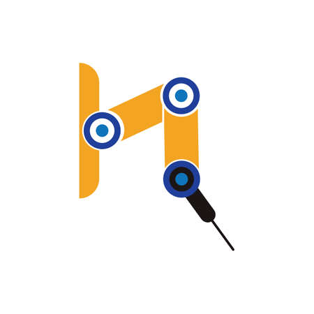 Industrial mechanical robot arm vector iconsのイラスト素材