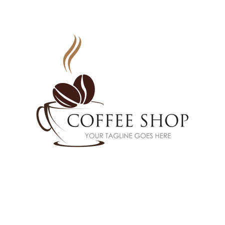 Coffee Shop Logo Icon Template Design Vector Illustrationのイラスト素材