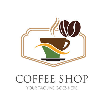 Coffee Shop Logo Icon Template Design Vector Illustrationのイラスト素材