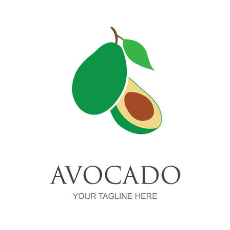 Avocado fruit logo template. Avocado half with leaf vector design. Health food logotype
avocado logo design vector illustrationのイラスト素材
