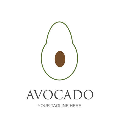 Avocado fruit logo template. Avocado half with leaf vector design. Health food logotype
avocado logo design vector illustrationのイラスト素材