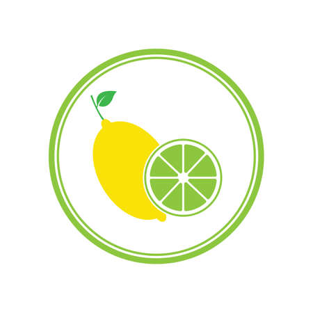 Fresh lemon fruits, collection of vector illustrationsのイラスト素材