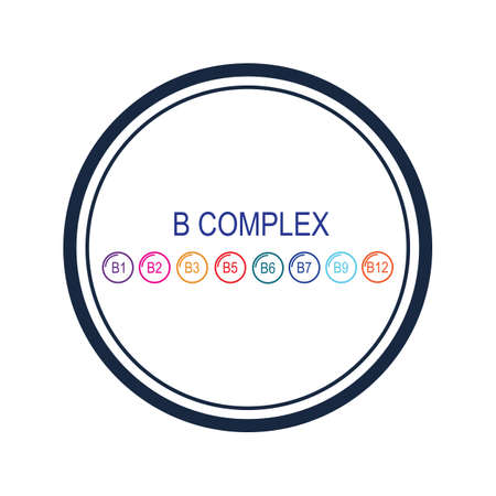 B complex vector icon illustration design template&#xA;Vector image. Illustration set of vitamin groups b in coloredのイラスト素材