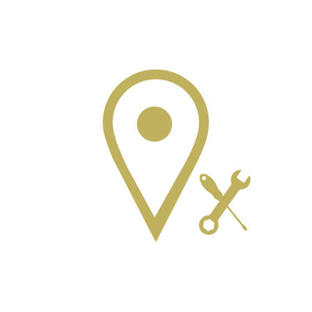 Industrial logo design concept. with pin point vector symbol. Corporate logotype for production or service and maintenance business.のイラスト素材