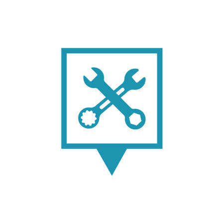 Industrial logo design concept. with pin point vector symbol. Corporate logotype for production or service and maintenance business.のイラスト素材