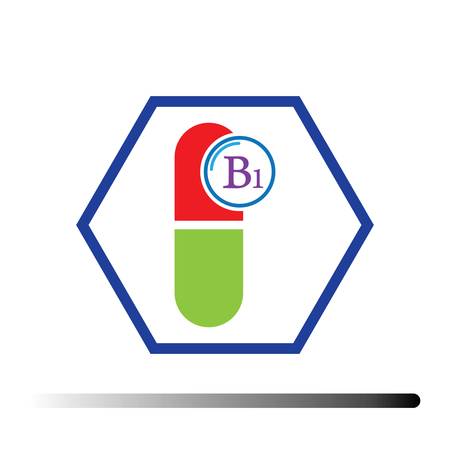 Vitamin B1. Medicine health symbol of thiamin. Natural chemical b1 vitaminのイラスト素材