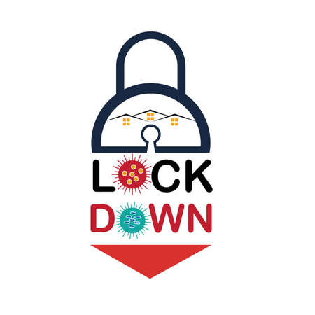 Lockdown logo design vector. icon lockdown. Global pandemic health warning conceptのイラスト素材