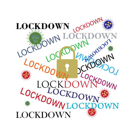 Lockdown logo design vector. icon lockdown. Global pandemic health warning conceptのイラスト素材