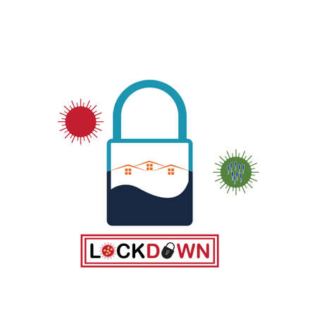 Lockdown logo design vector. icon lockdown. Global pandemic health warning conceptのイラスト素材