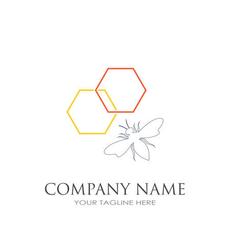 bee and honeycomb logo vector illustration design templateのイラスト素材