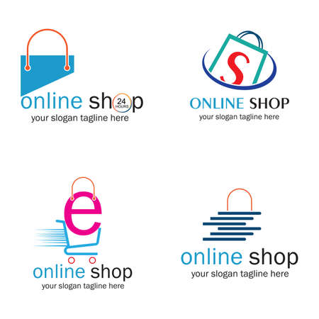 online shop logo vector icon illustration template designのイラスト素材
