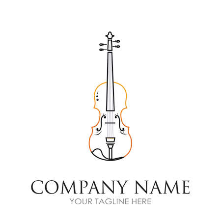 Violin / classical music - vector logo illustration design templateのイラスト素材