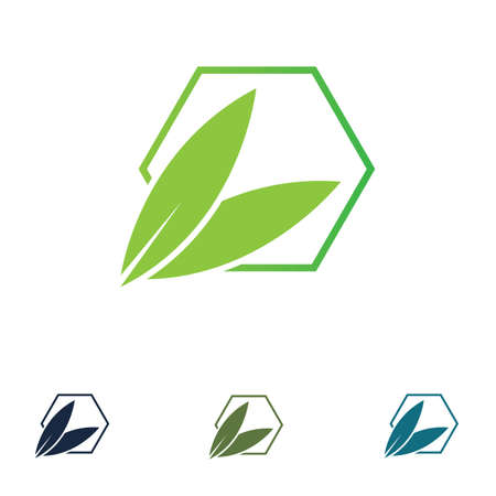 green leaf logo vectorのイラスト素材