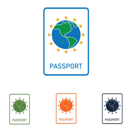 Passport Icon Vector Logo Template&#xA;international passport vector Icon - Travel, Boarding, Airport, Document Vector illustrationのイラスト素材