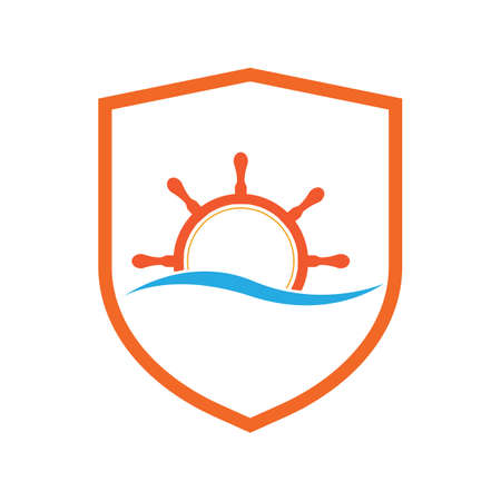 ships wheel logo vector illustration design template のイラスト素材