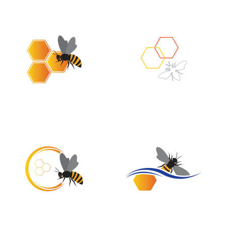 bee and honeycomb logo vector illustration design templateのイラスト素材