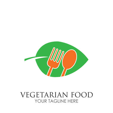 vegetarian food logo illustration design template - vectorのイラスト素材