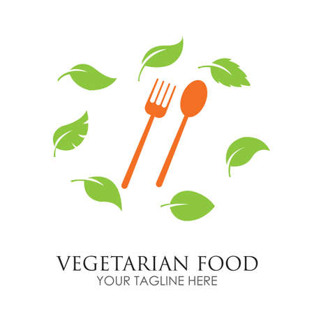 vegetarian food logo illustration design template - vectorのイラスト素材