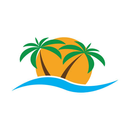 Palm tree summer logo template vector illustrationのイラスト素材