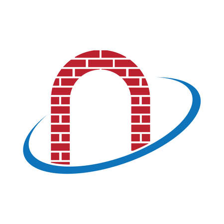 Brick Building logo design vector, Brickwork simple modern logo template, Emblem, Design Concept, Creative Symbol, Iconのイラスト素材