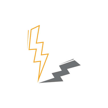 Thunder and Bolt Lighting Flash Icons Set. Flat Style on Dark Background. Vector - Vectorのイラスト素材