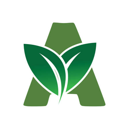 Green eco letters A logo with leaves. /symbol / alphabet / botanical / natural
Green Letter A With Leaf Logo illustration design templateのイラスト素材