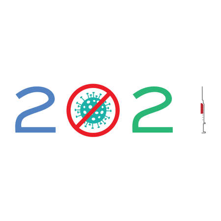 Happy New Year 2021 logo text design vector illustration - vector