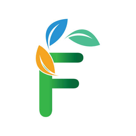 Initial Letter F With Leaf icon design templateのイラスト素材