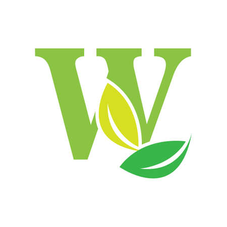Letter W Leaf Logo Design Vector Templateのイラスト素材