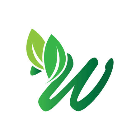 Letter W Leaf Logo Design Vector Templateのイラスト素材