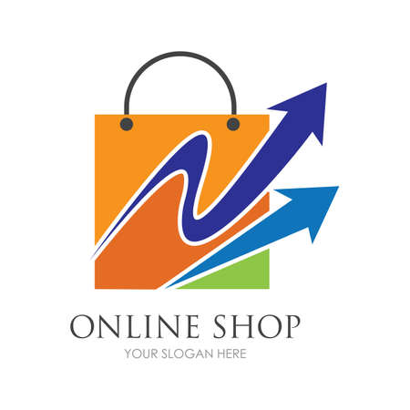 online shop logo vector icon illustration template designのイラスト素材