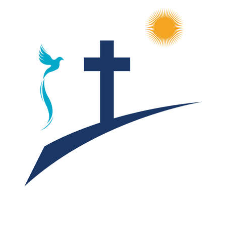 church christian line art logo design,Christian symbols.のイラスト素材